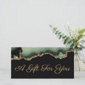 Sage groen en goud agaat cadeaubon (Staand voorkant)