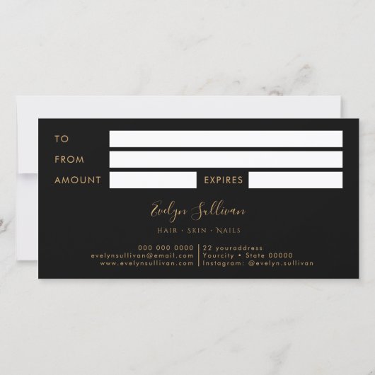 Sage groen en goud agaat cadeaubon (Achterkant)