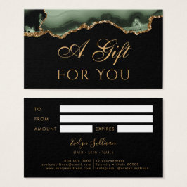 Sage groen en goud agaat cadeaubon visitekaartje