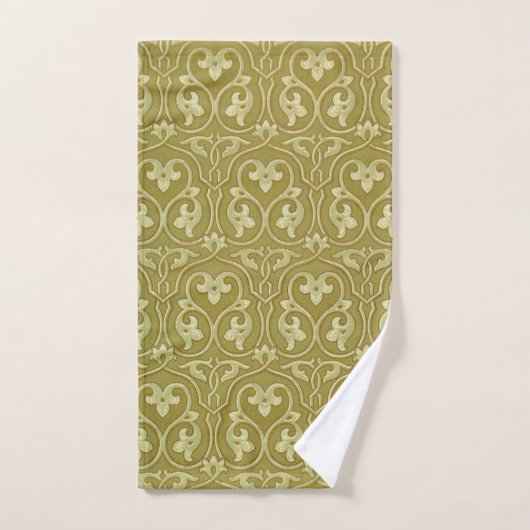 Sage Groen en Goud Art Nouveau Patroon Bad Handdoek (Handdoek)
