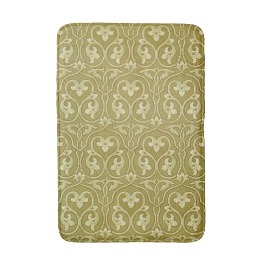 Sage Groen en Goud Art Nouveau Patroon Badmat (Voorkant Verticaal)
