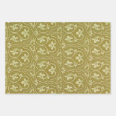 Sage Groen en Goud Art Nouveau Patroon Inpakpapier Vel (Voorkant 2)
