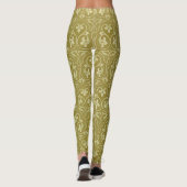 Sage Groen en Goud Art Nouveau Patroon Leggings (Achterkant)