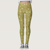 Sage Groen en Goud Art Nouveau Patroon Leggings (Voorkant)