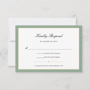 Sage Groen en Goud   Script RSVP Kaartje