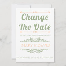 Sage groen en perzik De datumaankondiging wijzigen