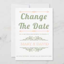 Sage groen en perzik De datumaankondiging wijzigen Save The Date