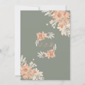 Sage Groen en Perzik Waterverf Bloemenbruiloft Kaart (Achterkant)