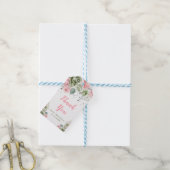Sage Groen en Roze Bloemen Baby shower Bedankt Cadeaulabel (Met Touw)