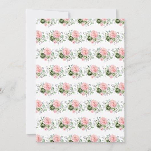 Sage Groen en Roze Bloemen Baby shower Kaart (Achterkant)