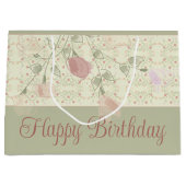 Sage groen en roze groot cadeauzakje (Voorkant)