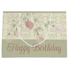 Sage groen en roze groot cadeauzakje