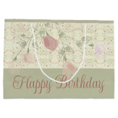 Sage groen en roze groot cadeauzakje (Achterkant)