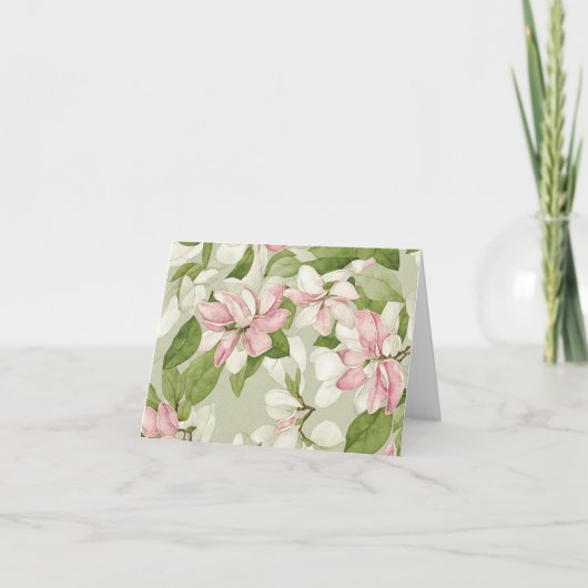 Sage Groen en Roze Magnolias Moederdag Feestdagen Kaart (Voorkant)