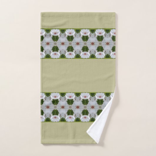 Sage groen en roze met witte Floral Bad Handdoek (Handdoek)