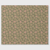 Sage Groen en Roze Polka Dot Plant Bladeren Cadeaupapier (Vlak)
