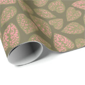 Sage Groen en Roze Polka Dot Plant Bladeren Cadeaupapier (Rol Hoek)