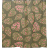 Sage Groen en Roze Polka Dot Plant Bladeren Douchegordijn (Voorkant)