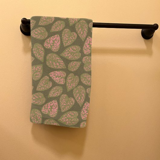 Sage Groen en Roze Polka Dot Plant Bladeren Handdoek