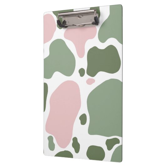 Sage Groen en Roze Speelse Koe Print Klembord (Links)