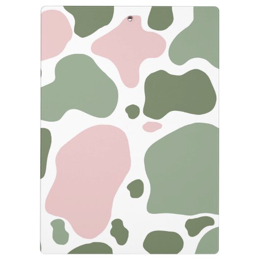Sage Groen en Roze Speelse Koe Print Klembord (Achterkant)