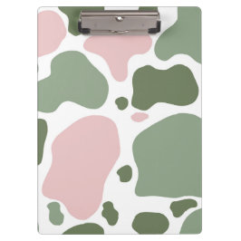 Sage Groen en Roze Speelse Koe Print Klembord