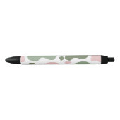 Sage Groen en Roze Speelse Koe Print Zwarte Inkt Pen (Voorkant)