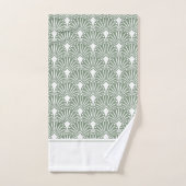 Sage-Groen en Wit  Art Deco Patroon Bad Handdoek (Handdoek)