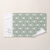 Sage-Groen en Wit  Art Deco Patroon Bad Handdoek (Handdoek)