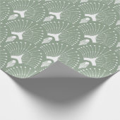 Sage groen en wit art-deco patroon cadeaupapier (Hoek)