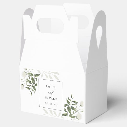 Sage Groen en Wit Bloemen Bruiloft Bedankdoosjes (Geopend)