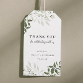 Sage Groen en Wit Bloemen Bruiloft Dank u Cadeaulabel