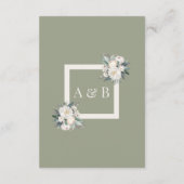 Sage Groen en Wit Bloemen Bruiloft Details Informatiekaartje (Achterkant)