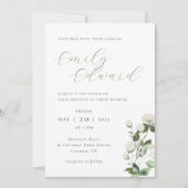 Sage Groen en Wit Bloemen Bruiloft Kaart (Voorkant)