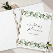 Sage Groen en Wit Bloemen Bruiloft Planner