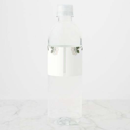 Sage Groen en Wit Bloemen Bruiloft Welkom Waterfles Etiket (Achterkant)