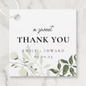Sage Groen en Wit Bloemen Een Lief Dank u Bedankjes Labels (Voorkant)