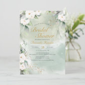 Sage Groen en Wit Bloemen Elegant Vrijgezellenfees Kaart (Staand voorkant)