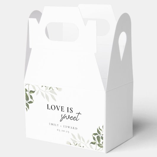 Sage Groen en Wit Bloemen Liefde is Zoete Bruiloft Bedankdoosjes (Geopend)