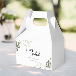 Sage Groen en Wit Bloemen Liefde is Zoete Bruiloft Bedankdoosjes