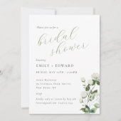 Sage Groen en Wit Bloemen Vrijgezellenfeest Kaart (Voorkant)