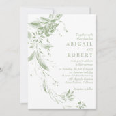 Sage groen en wit bloemenslinger bruiloft kaart (Voorkant)