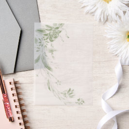 Sage groen en wit bloemenslinger bruiloft vellum uitnodigingen