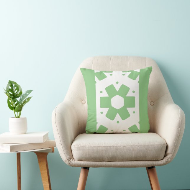 Sage groen en wit Decor Kussen (Stoel)