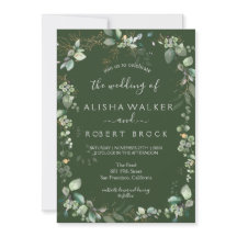 Sage Groen en Wit Eenvoudige Huwelijksuitnodiging