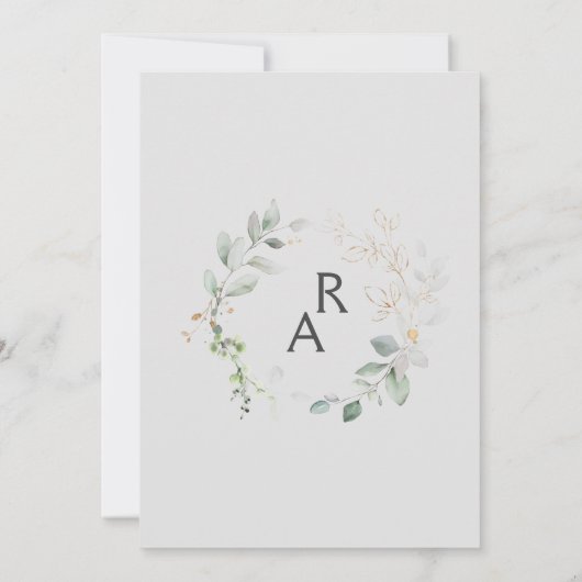 Sage Groen en Wit Eenvoudige Huwelijksuitnodiging Kaart (Achterkant)