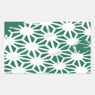 Sage groen en wit geometrisch patroon rechthoekige sticker