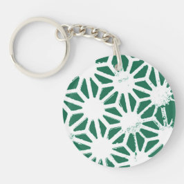 Sage groen en wit geometrisch patroon sleutelhanger