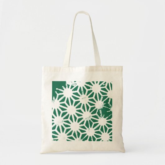 Sage groen en wit geometrisch patroon tote bag (Voorkant)