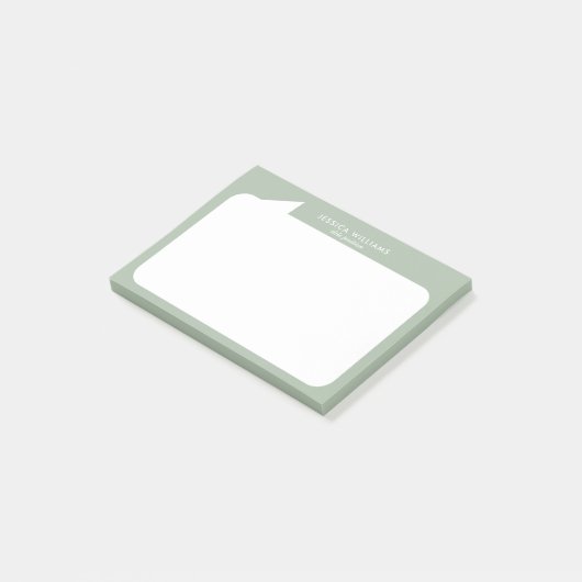 Sage-groen en wit gesprek bubble Custom Name Post-it® Notes (Schuin)